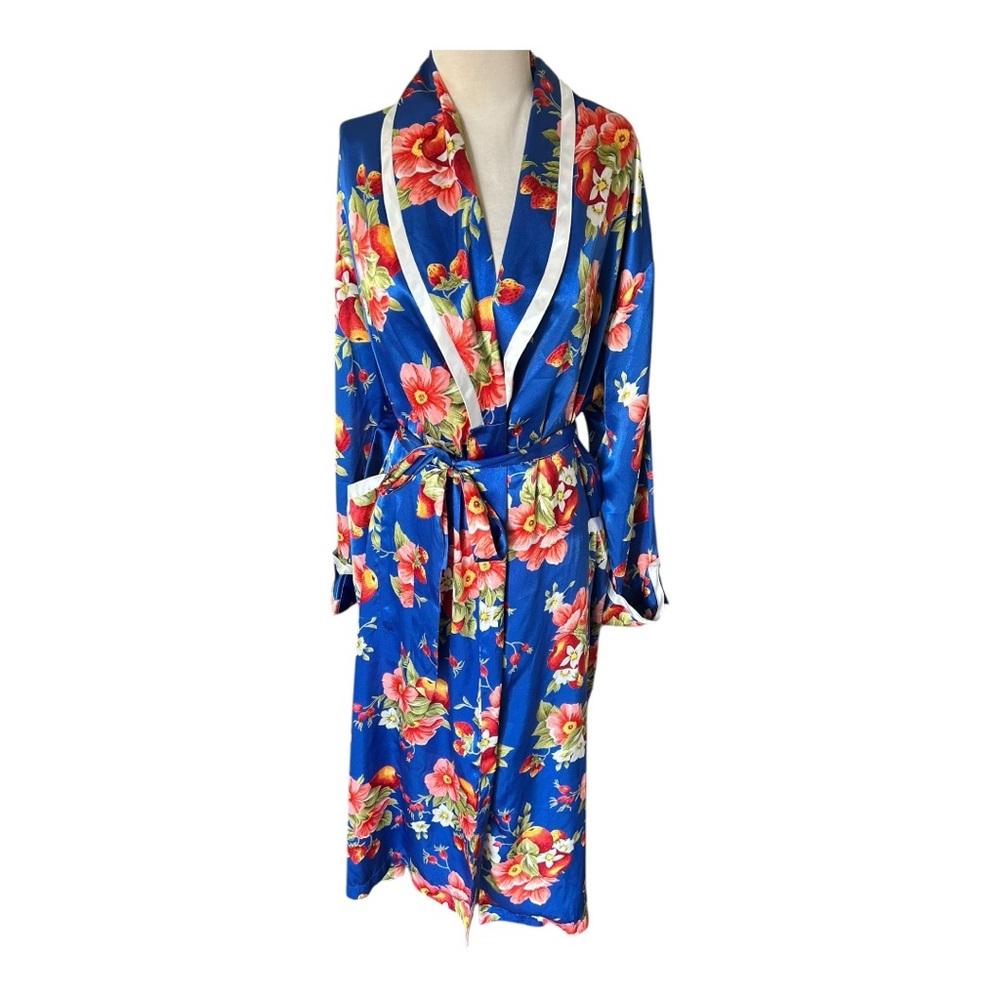 Vintage 90s Victoria’s Secret heart label satin robe fruity florals Small